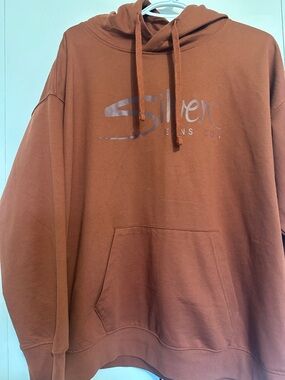 Silver Jeans Rust Orange Hoodie with Logo